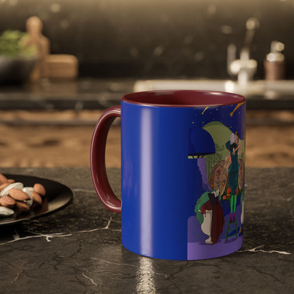 Wishes Beneath the Comet Sky Colorful Mug (11oz, 15oz) – Celestial Magic, Art Deco Elegance & Dreamy Wonder