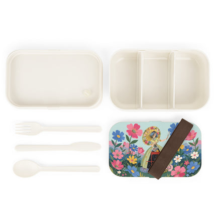 🌸🪞 The Floral Parasol Reflection Bento Lunch Box – Art Deco Garden Fantasy