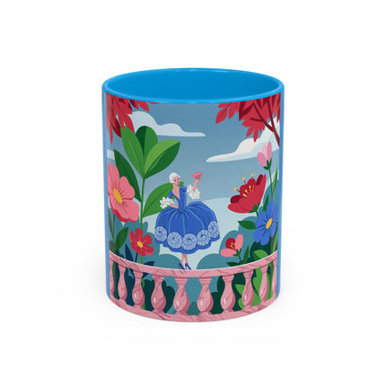 The Lady Of The Blossoming Terrace Colorful Mugs – Art Deco Floral Garden Elegance