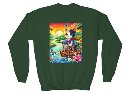Sailor Kitten’s River Adventure Youth Crewneck Sweatshirt