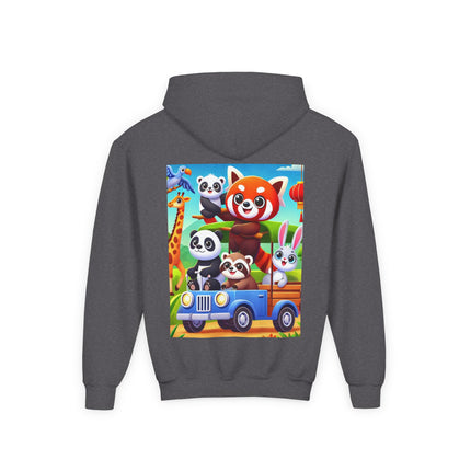 Safari Friends on the Move Youth Hooded Sweatshirt – Adventure, Friendship & Sunny Fun