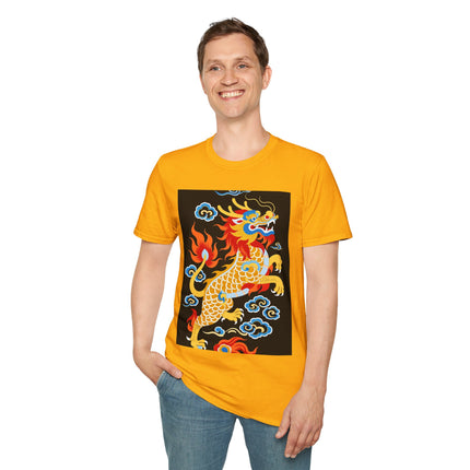 🐅🔥 The Golden Fire Tiger Softstyle T-Shirt – Celestial Flames & Eastern Fantasy
