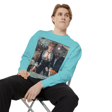 A Bar at the Folies-Bergère by Edouard Manet Unisex Garment-Dyed Sweatshirt