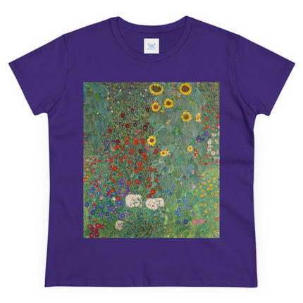 Farm Garden with Sunflowers by Gustav Klimt Women's Midweight Cotton Tee