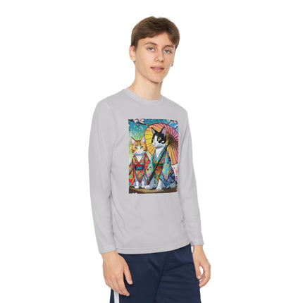 Kimono Kitties Youth Long Sleeve Competitor Tee – Anime Charm & Whimsical Elegance