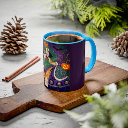 🎭🎃 The Masquerade Beneath The Pumpkin Lantern Colorful Mug – Theatrical Halloween Charm