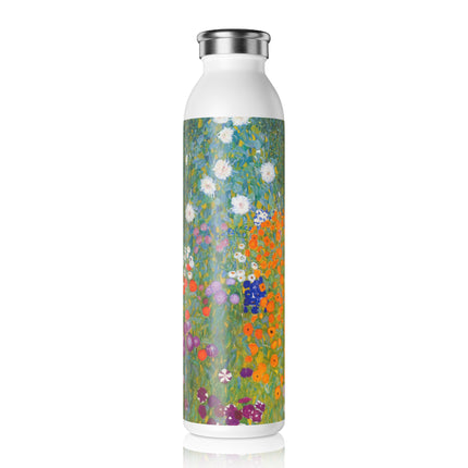Cottage Garden by Gustav Klimt Slim Water Bottle