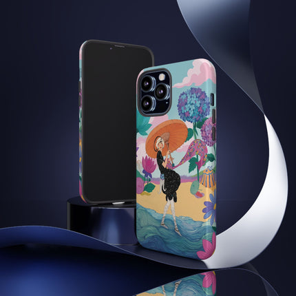 🌊☂️ The Lady Of The Flowered Seashore Phone Case – Art Deco Seaside Fashion