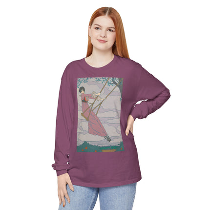 La balançoire by Georges Lepape Garment-dyed Long Sleeve T-Shirt
