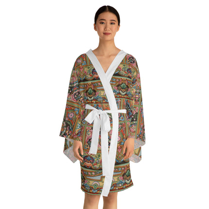 L'Ornement Polychrome by Albert Racine Long Sleeve Kimono Robe (AOP)