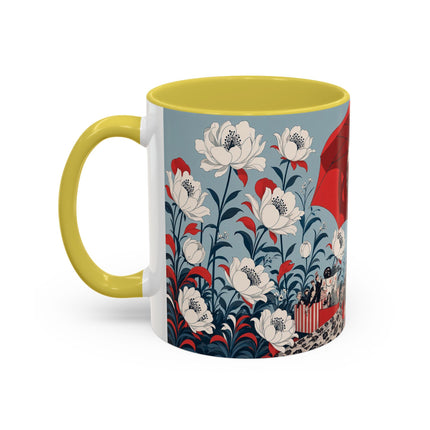❤️🌺 The Scarlet Parasol Spectacle Colorful Mug – Art Deco Fashion Elegance