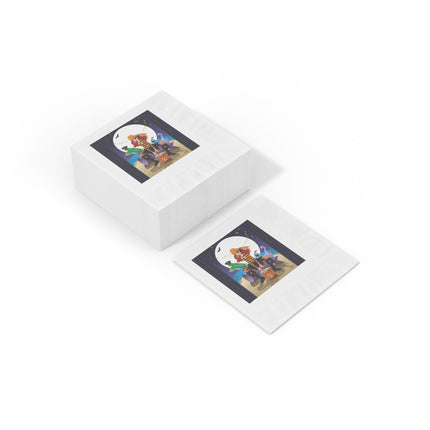 Moonlit Pirate Halloween White Coined Napkins
