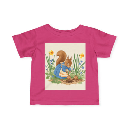 🐿️🌼 The Little Spring Garden Squirrel Infant Fine Jersey Tee – Whimsical Woodland Charm