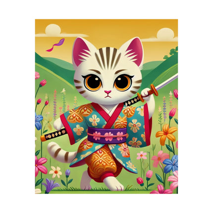 ⚔️🐱 Samurai Kitten Matte Vertical Poster – Courage, Honor & Whimsical Adventure