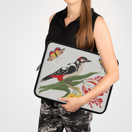 🐦🌷 Woodpecker & Tulip Laptop Sleeve – Vibrant Energy & Cheerful Charm