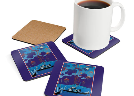 Fireworks in Venice by George Barbier Corkwood Coaster Set