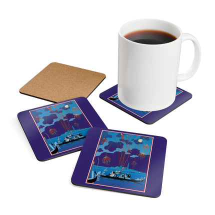 Fireworks in Venice by George Barbier Corkwood Coaster Set