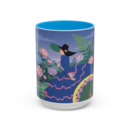 The Lady Of The Garden Stroll Colorful Mugs – Art Deco Botanical Elegance