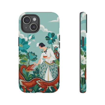 🐉🌿 The Dragon Keeper Phone Case – Art Deco Floral Fantasy