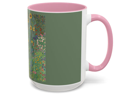 Farm Garden with Sunflowers by Gustav Klimt Colorful Mugs (11oz, 15oz)