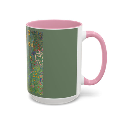 Farm Garden with Sunflowers by Gustav Klimt Colorful Mugs (11oz, 15oz)