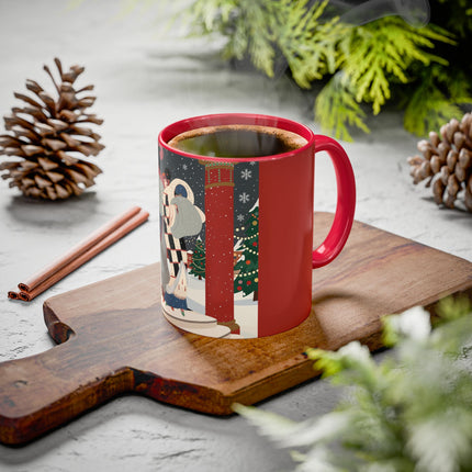 ❄️✨ The Winter Couture Promenade Colorful Mug – Art Deco Holiday Elegance