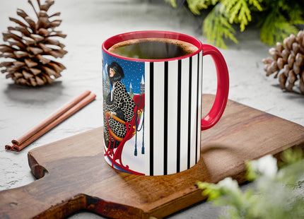 Elegant Winter Woman in Sleigh Colorful Mugs (11oz, 15oz)