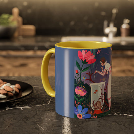 The Lady Of The Enchanted Aquarium Colorful Mugs – Art Deco Aquatic Elegance