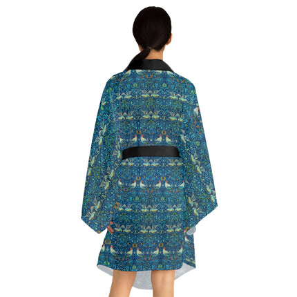 Birds by William Morris Long Sleeve Kimono Robe (AOP)