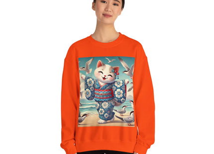 Geisha Kitten by the Seaside Heavy Blend™ Crewneck Sweatshirt