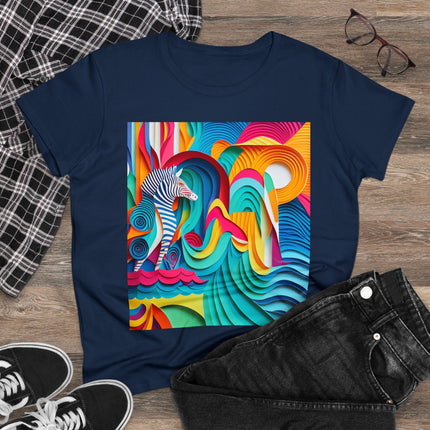 Surfing Zebra Women's Midweight Cotton Tee