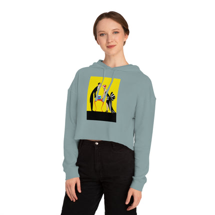 A Moment of Elegance: A Passionate Embrace Amidst Golden Splendor Women’s Cropped Hooded Sweatshirt