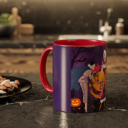 🎭🌹 The Harlequin Rose Masquerade Colorful Mug – Theatrical Halloween Romance