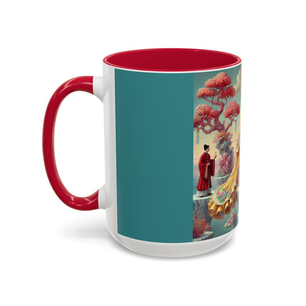 Cherry Blossom Courtesans & Crimson Crab Colorful Mug – Imperial Elegance & Playful Charm