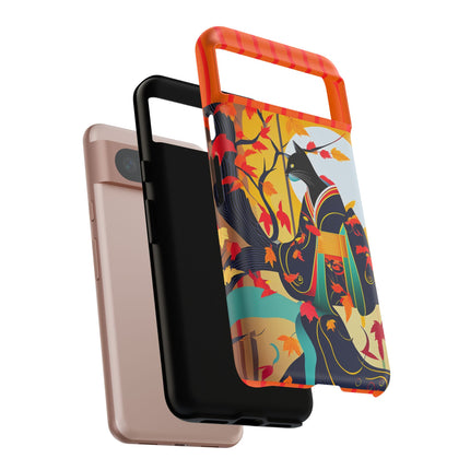 Black Cat in Kimono Phone Cases