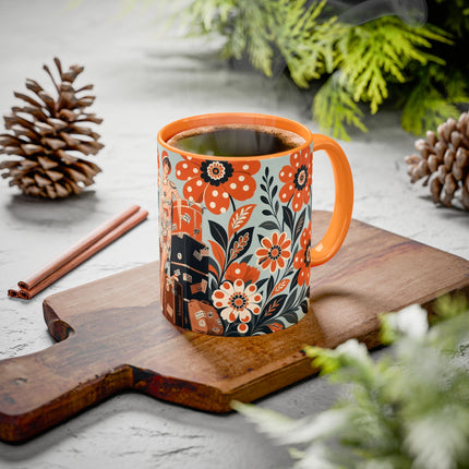 🧳🌼 The Grand Floral Voyage Colorful Mug – Art Deco Travel Elegance