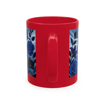 ☔💙 The Lady In The Blue Rain Garden Ceramic Mug – Art Deco Floral Elegance