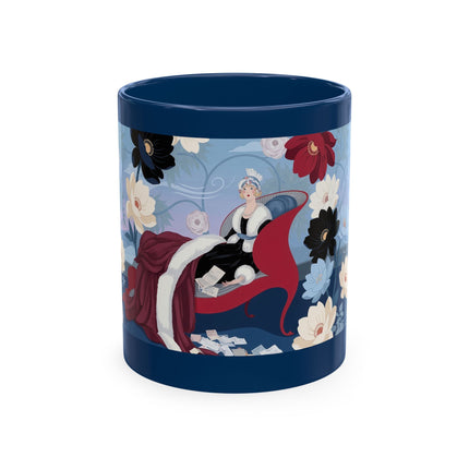💌🌺 The Lady Of The Scattered Love Letters Ceramic Mug – Art Deco Romantic Elegance