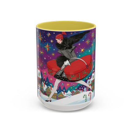 🎁✨ The Lady Of The Christmas Hatbox Colorful Mug – Art Deco Holiday Fantasy