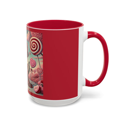 Whimsical Geisha Kitten in a Valentine Garden Colorful Mugs (11oz, 15oz)