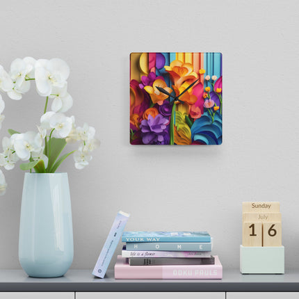 The Graceful Freesia Acrylic Wall Clock, Round and Square