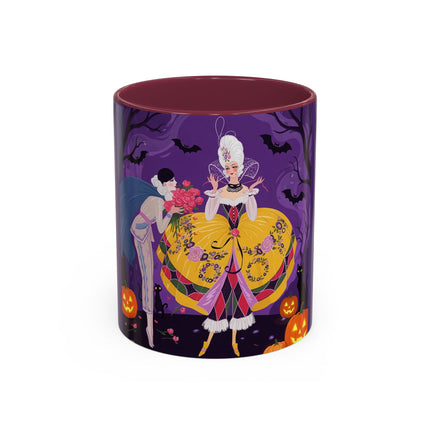 🎭🌹 The Harlequin Rose Masquerade Colorful Mug – Theatrical Halloween Romance
