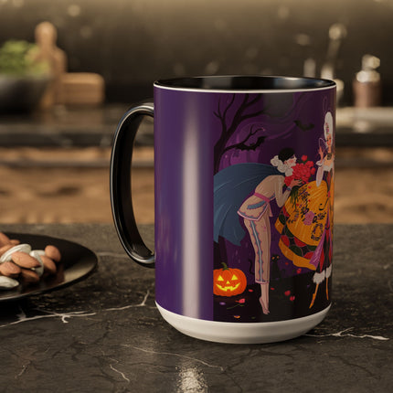 🎭🌹 The Harlequin Rose Masquerade Colorful Mug – Theatrical Halloween Romance