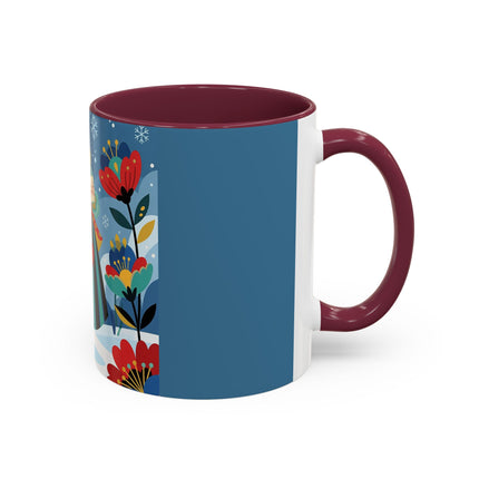 ❤️❄️ The Winter Heart Messenger Colorful Mug – Art Deco Snow Garden Fantasy