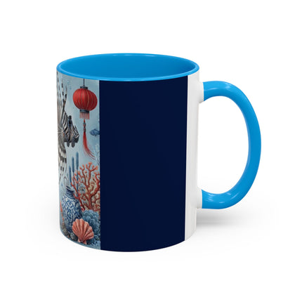 Lionfish & Lantern Colorful Mug – Mystical Ocean & Asian Harmony