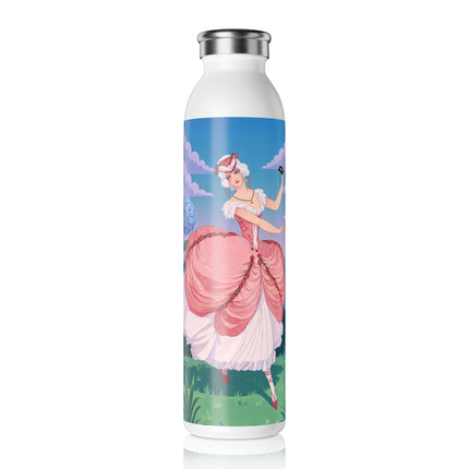 🌸🎭 The Rose Garden Masquerade Slim Water Bottle – Art Deco Floral Elegance