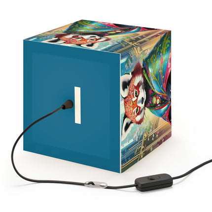 Cybernetic Red Panda Light Cube Lamp