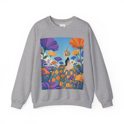 🌺🧡 The Lady Of The Golden Garden Crewneck Sweatshirt – Art Deco Fashion Fantasy