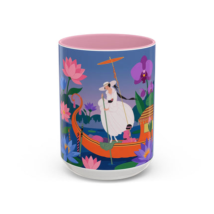 The Lady Of The Lotus Voyage Colorful Mugs – Art Deco Botanical Elegance