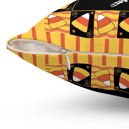 Candy Corn Skeleton Spun Polyester Square Pillow